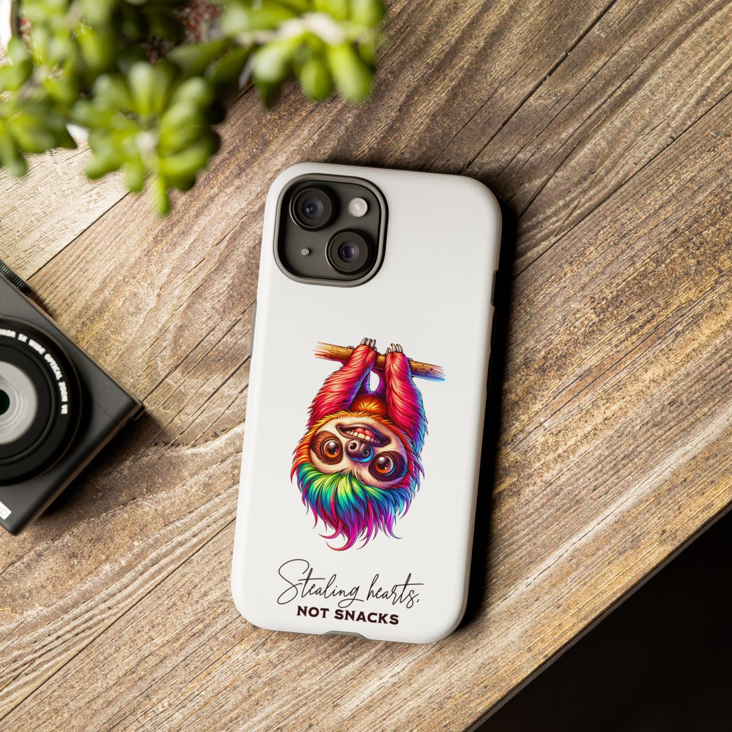 Phone Case - Colorful Sloth 'Stealing Hearts, Not Snacks' Design