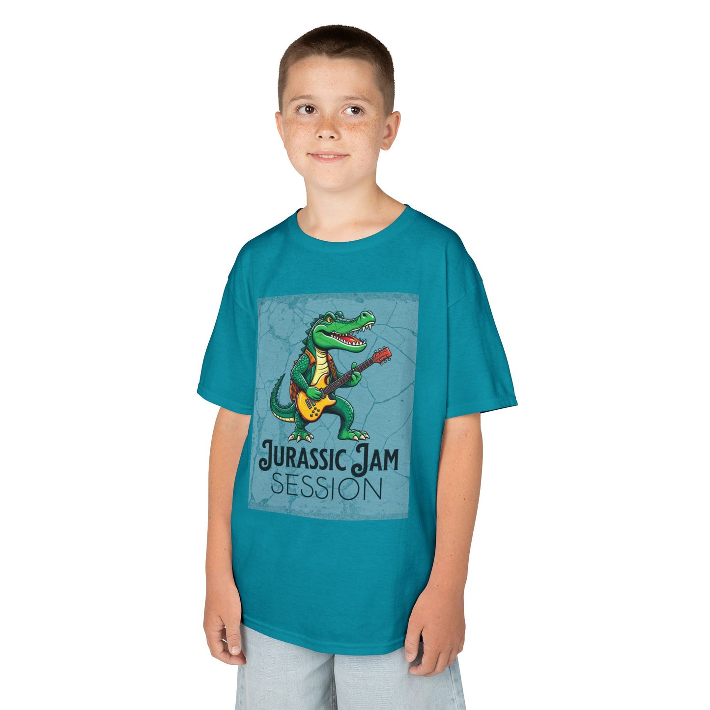 Jurassic Jam Session Kids Tee - Fun Dinosaur Music Shirt for Little Rockstars