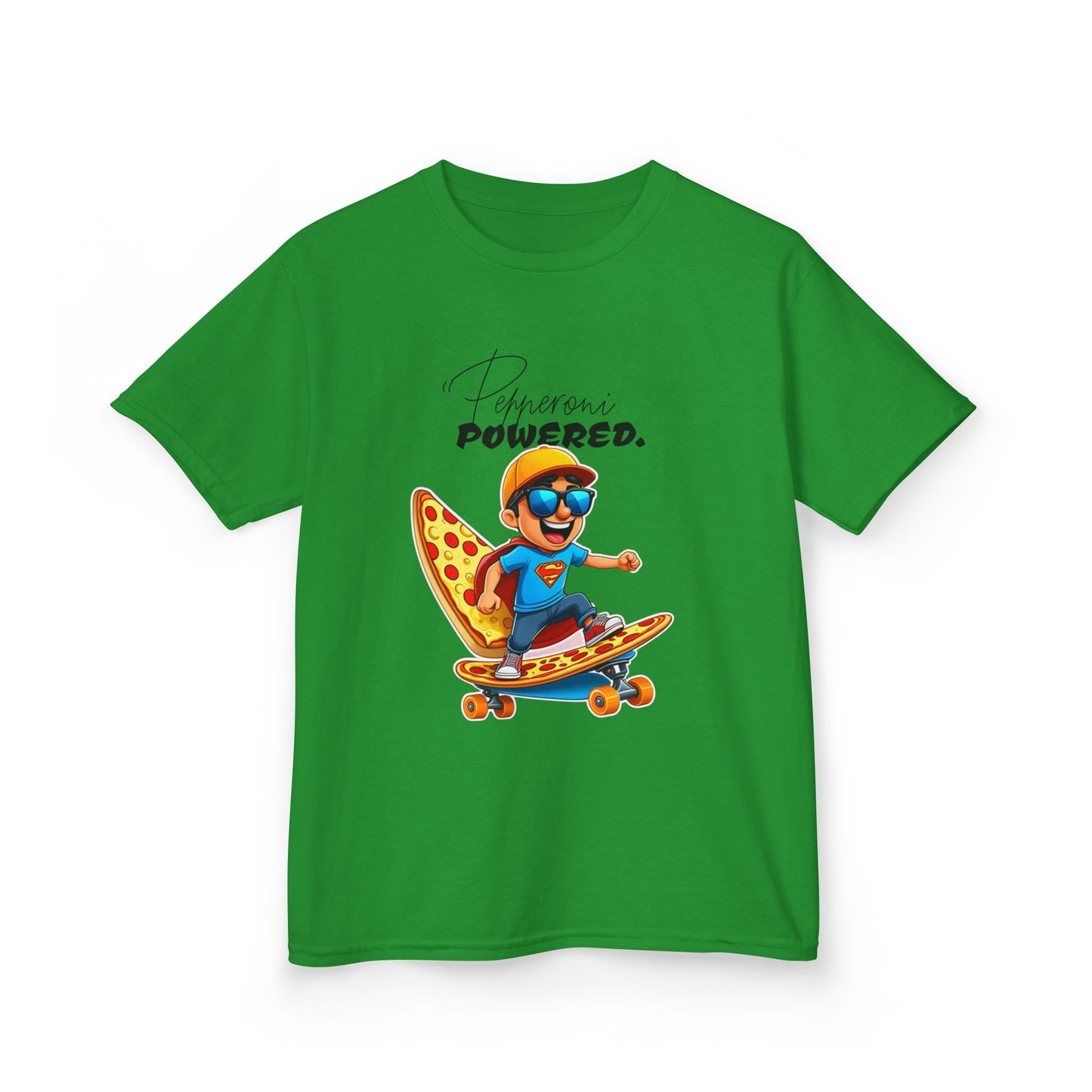 Kids Skateboard Pizza Powered Tee - Fun Graphic for Active Kids