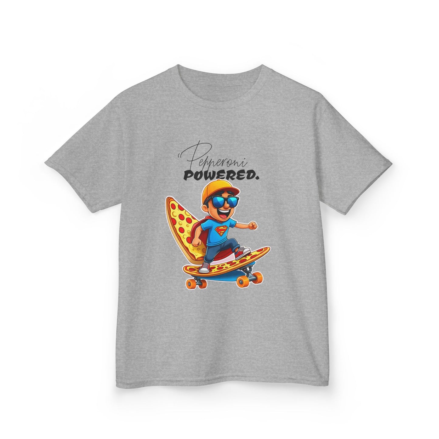 Kids Skateboard Pizza Powered Tee - Fun Graphic for Active Kids