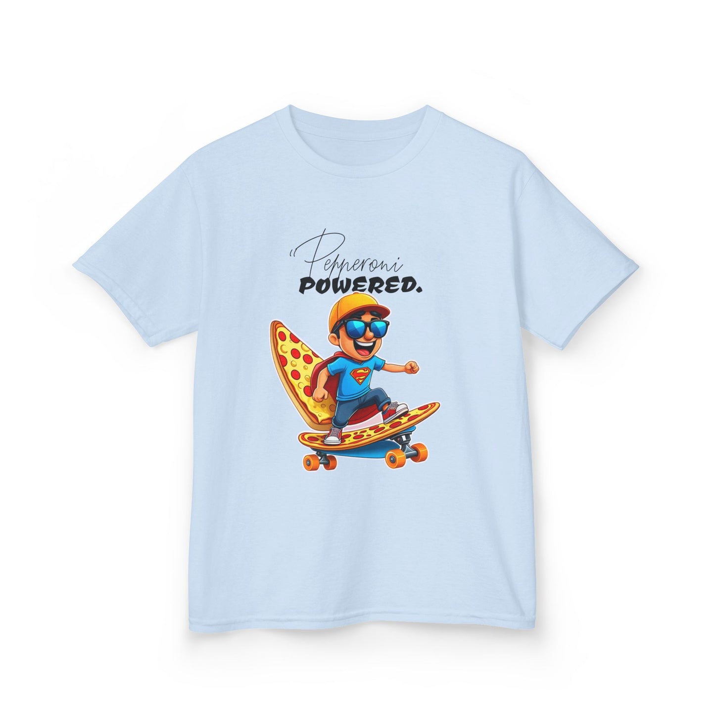 Kids Skateboard Pizza Powered Tee - Fun Graphic for Active Kids