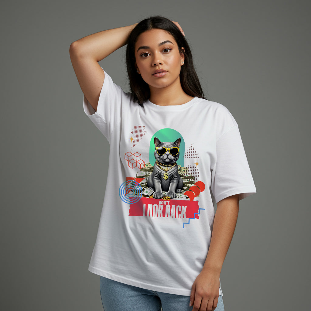 Cool Cat Unisex Softstyle T-Shirt - "Don't Look Back" Graphic Tee