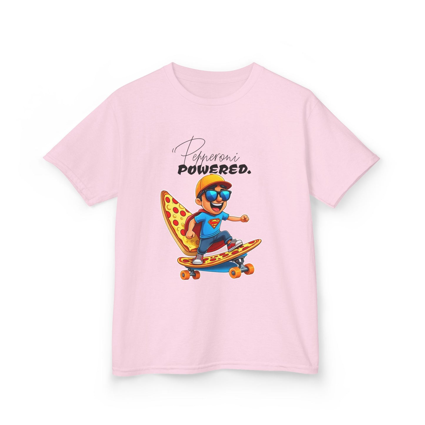 Kids Skateboard Pizza Powered Tee - Fun Graphic for Active Kids