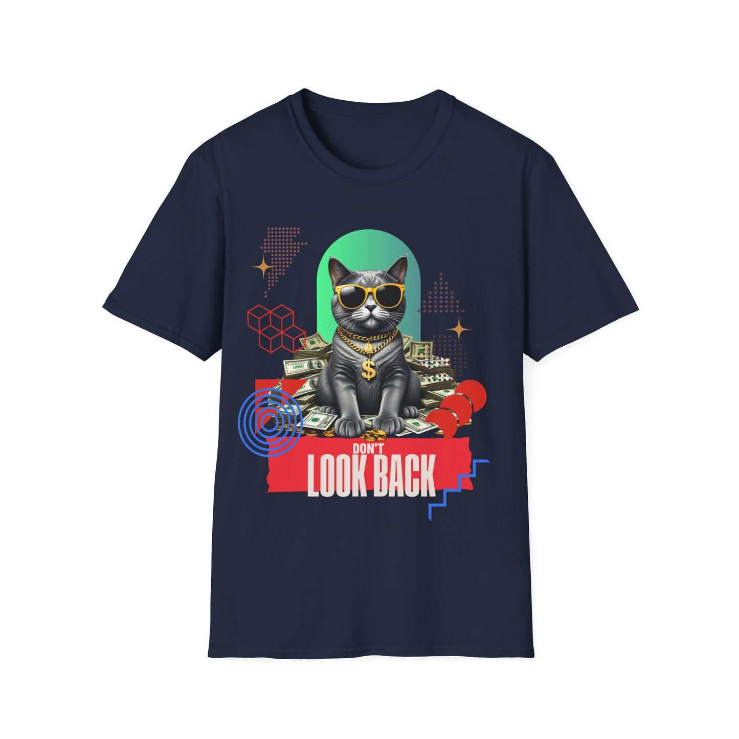 Cool Cat Unisex Softstyle T-Shirt - "Don't Look Back" Graphic Tee
