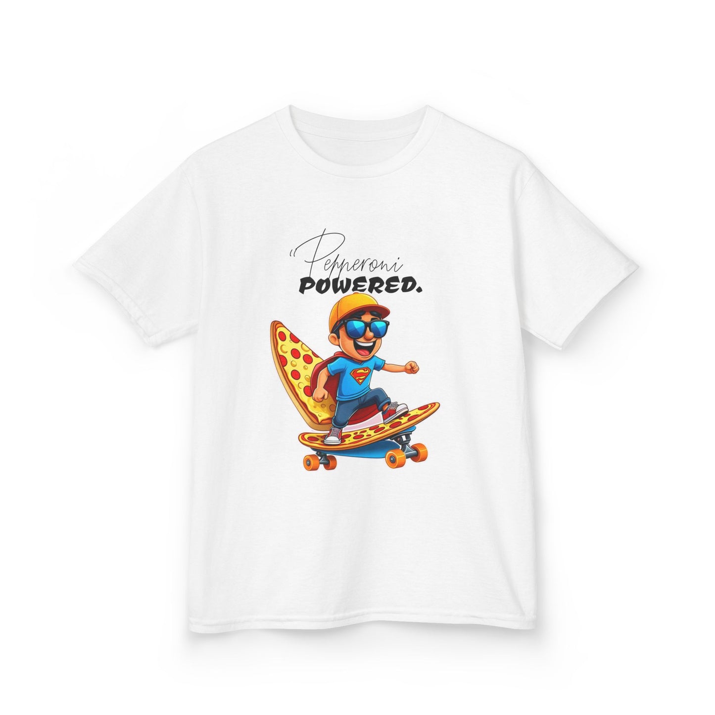 Kids Skateboard Pizza Powered Tee - Fun Graphic for Active Kids