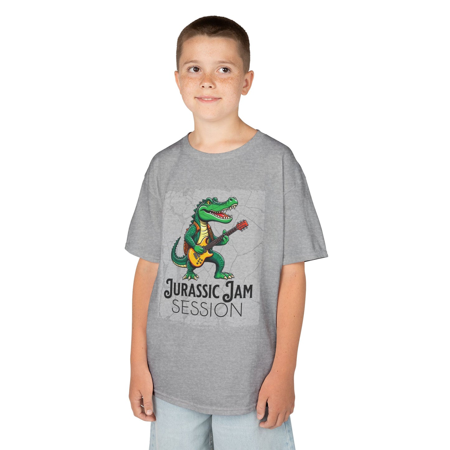 Jurassic Jam Session Kids Tee - Fun Dinosaur Music Shirt for Little Rockstars