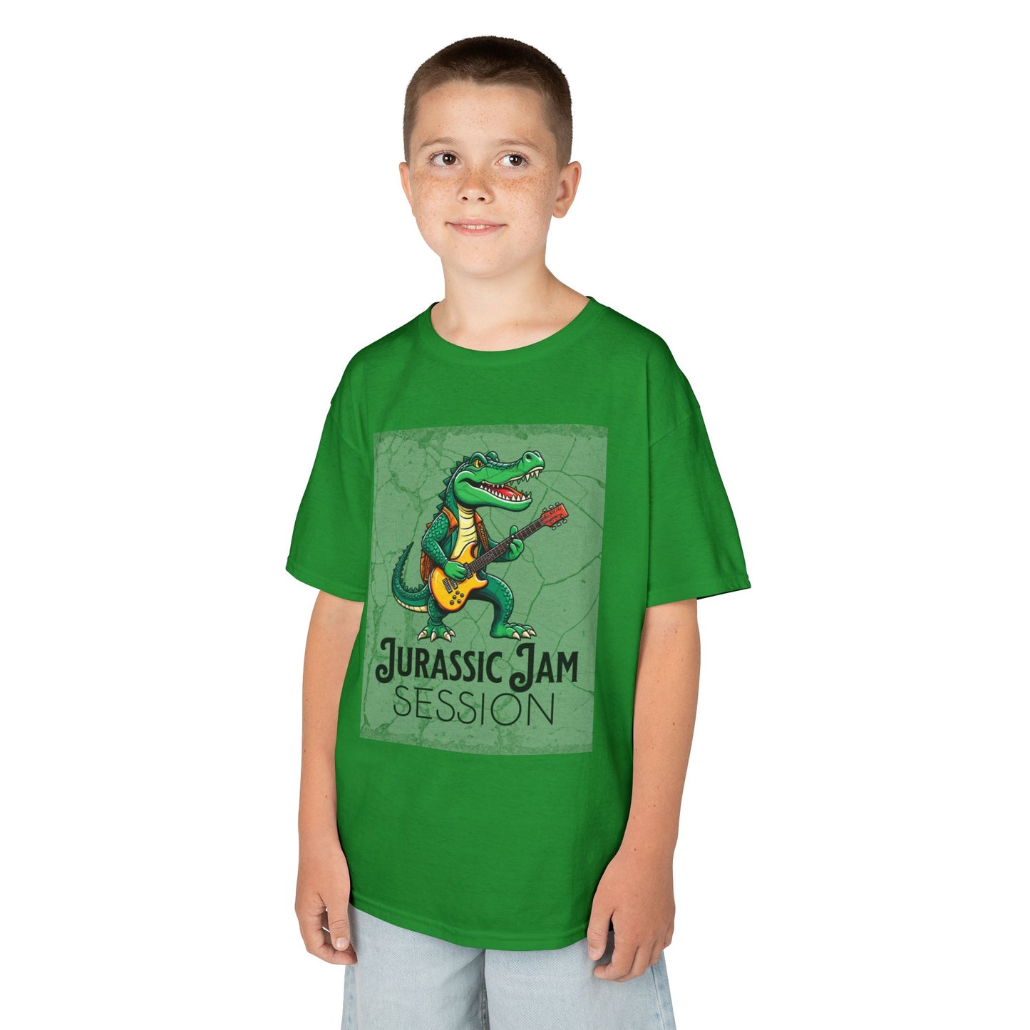 Jurassic Jam Session Kids Tee - Fun Dinosaur Music Shirt for Little Rockstars
