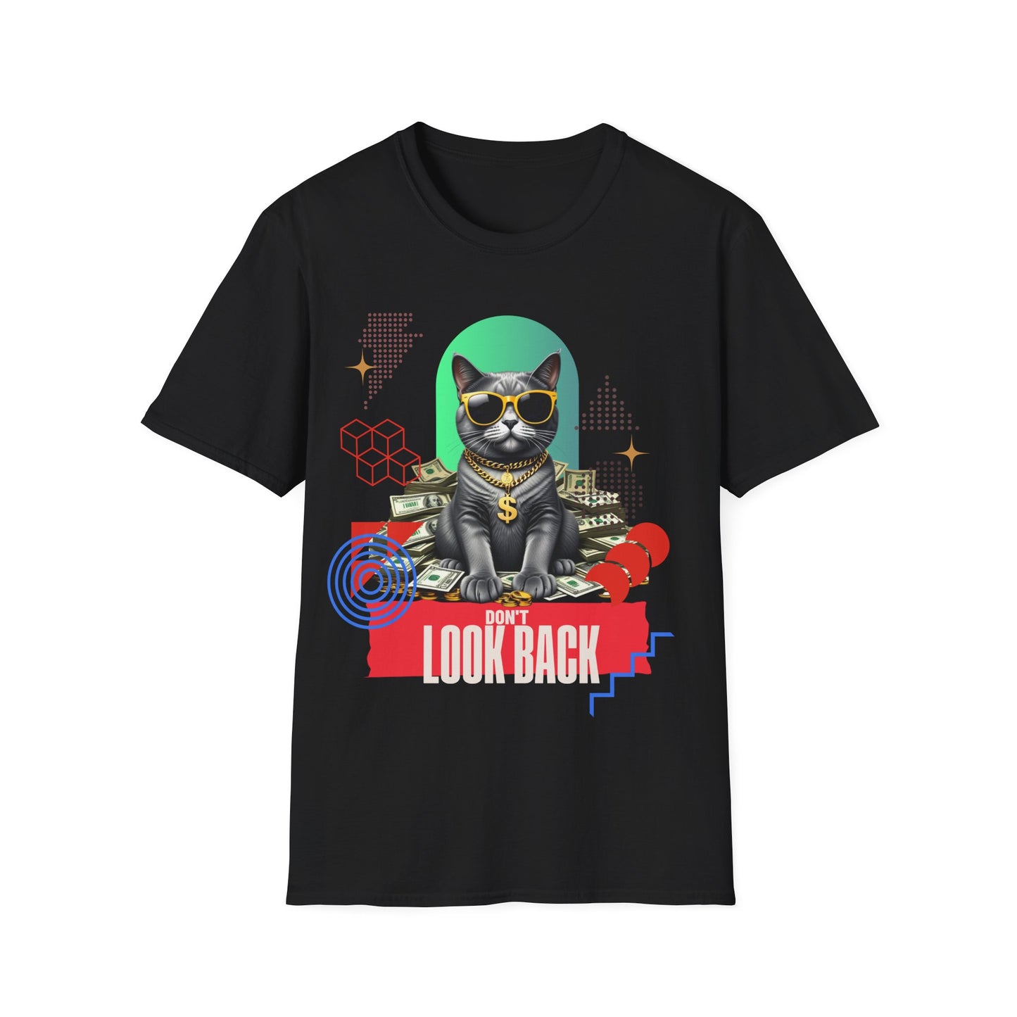 Cool Cat Unisex Softstyle T-Shirt - "Don't Look Back" Graphic Tee