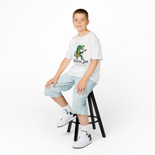 Jurassic Jam Session Kids Tee - Fun Dinosaur Music Shirt for Little Rockstars