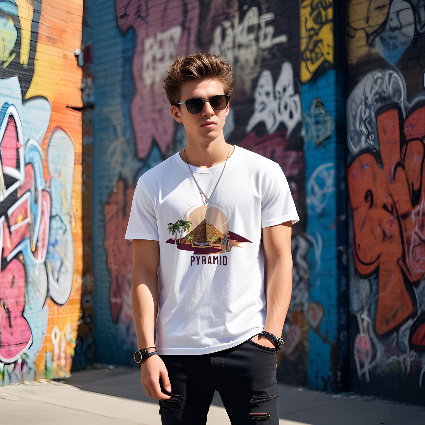 Unisex Pyramid Graphic T-Shirt for Adventure Lovers