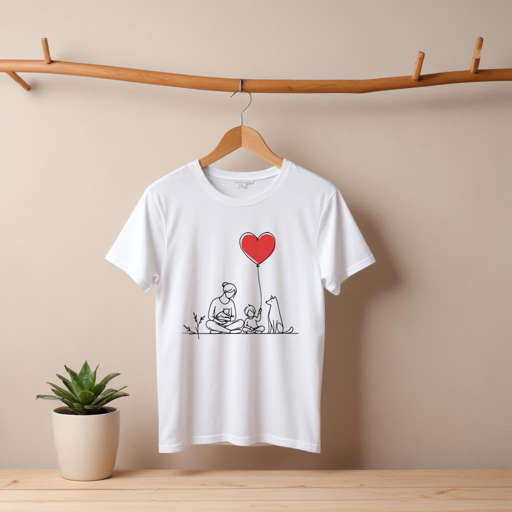 Love Family T-shirt - Heart Balloon Design