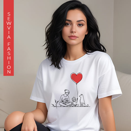Love Family T-shirt - Heart Balloon Design