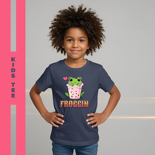 Kids Tee - Cute Frog Themed 'Froggin' Design for Fun & Play