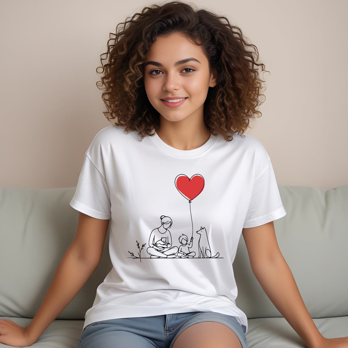Love Family T-shirt - Heart Balloon Design